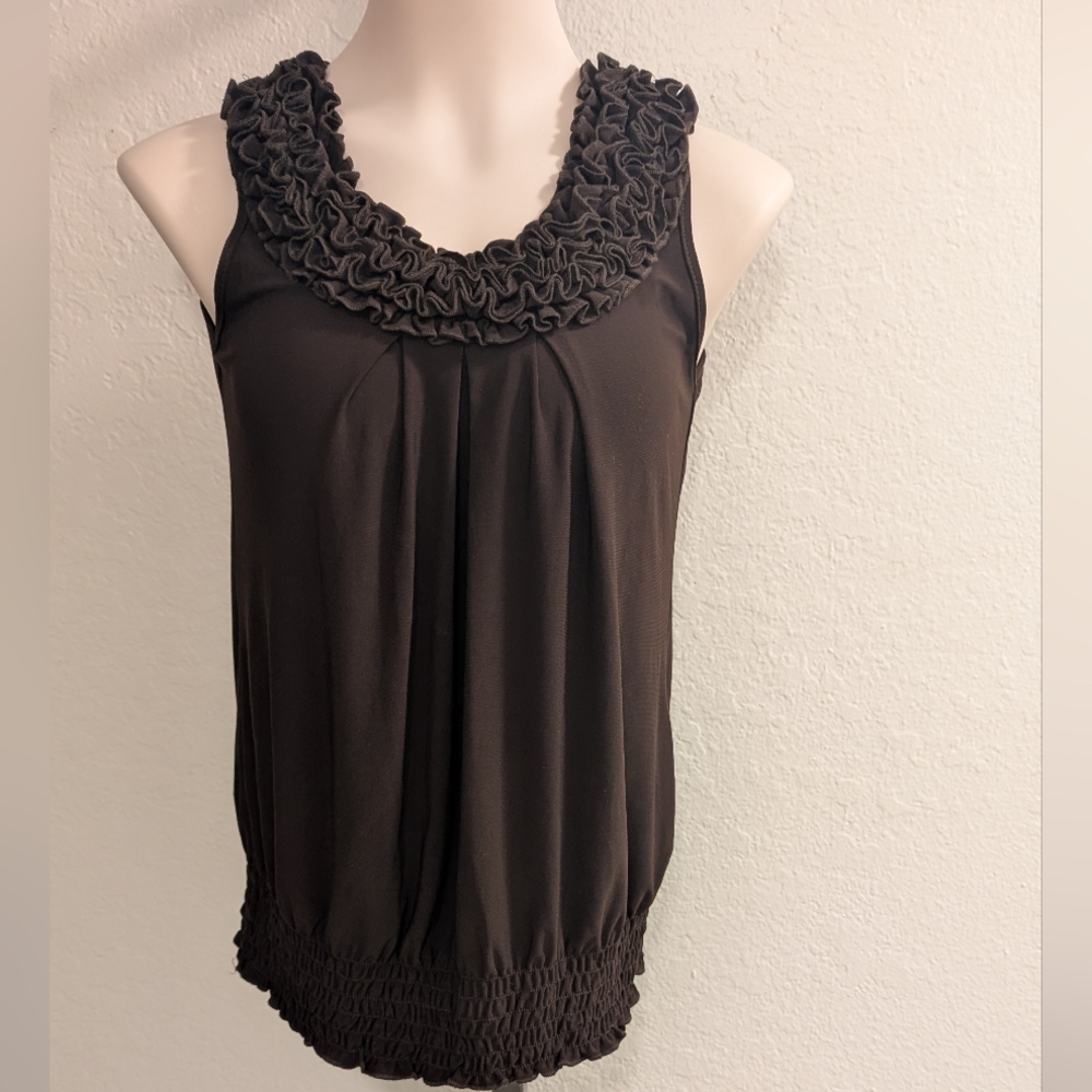 Unbranded Small Brown Smocked-Hem Camisole